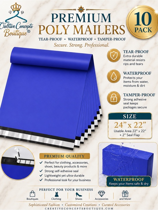 Cre8tive Concepts Boutique Other - 10-Pack Premium 24” x 22” Waterproof Tear-Proof Poly Mailers